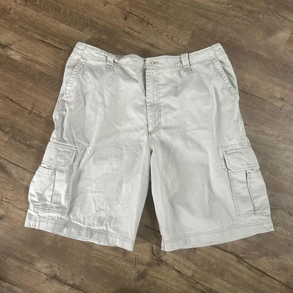 Old Navy Cargo Shorts Mens 42 Beige Cotton Flat Front Multi Pocket Summer Casual